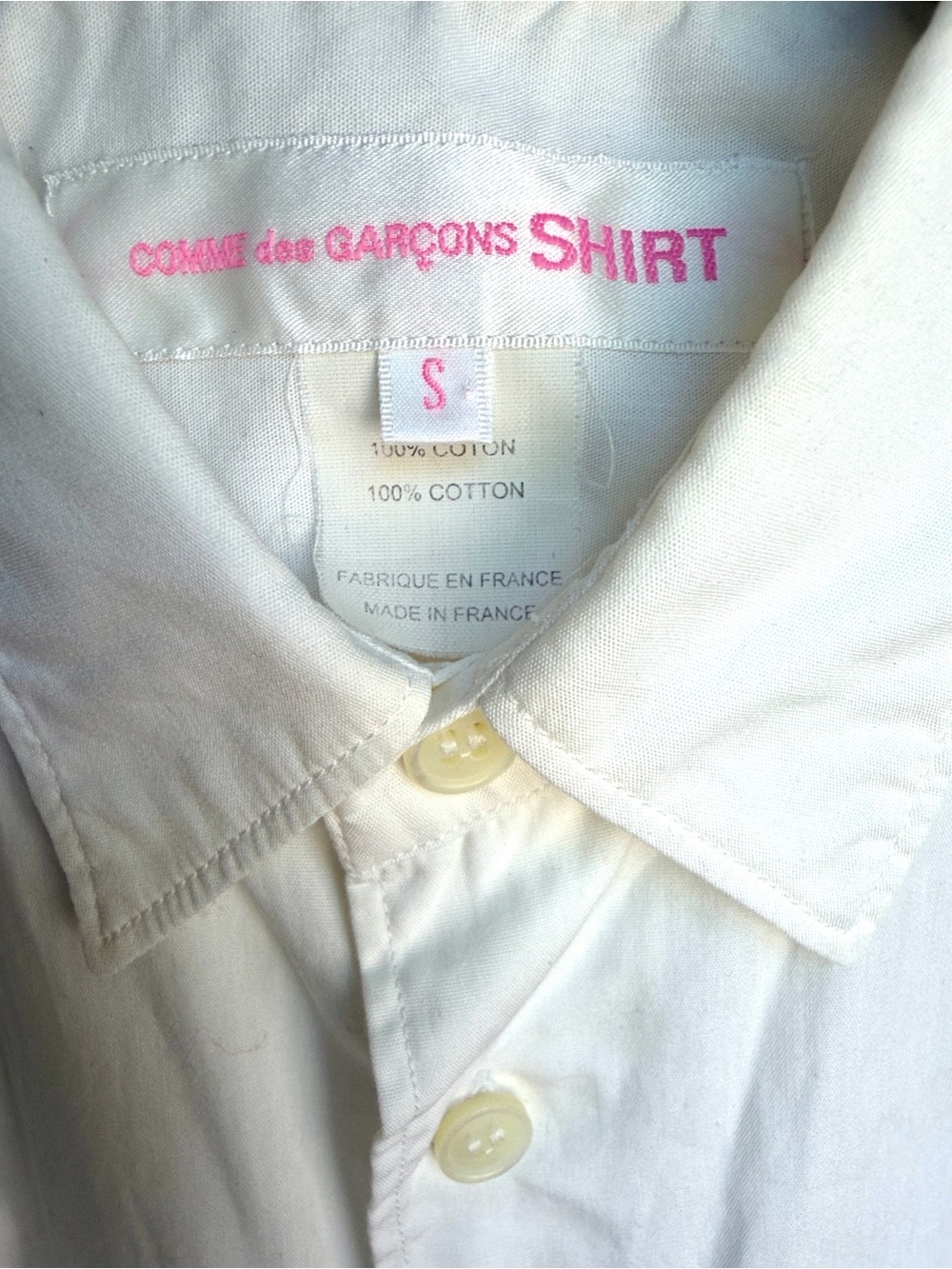 Comme des Garcons Shirt White Button-Down Shirt with Gathers - Made in France - Picture 4 of 5